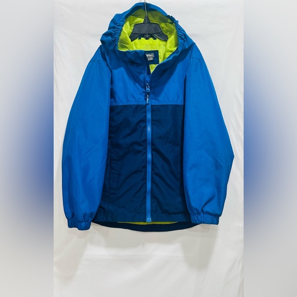 Eddie Bauer Boy's Navy Blue Full Zip Hooded Light Weight Rain Jacket Size S - Picture 1 of 8